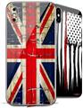 2 Decal style Skin Wraps set compatible with Apple iPhone X and XS Painted Faded and Cracked Union Jack British Flag