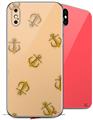 2 Decal style Skin Wraps set compatible with Apple iPhone X and XS Anchors Away Peach