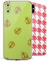 2 Decal style Skin Wraps set compatible with Apple iPhone X and XS Anchors Away Sage Green