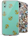 2 Decal style Skin Wraps set compatible with Apple iPhone X and XS Anchors Away Seafoam Green