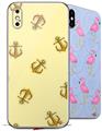 2 Decal style Skin Wraps set compatible with Apple iPhone X and XS Anchors Away Yellow Sunshine