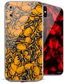 2 Decal style Skin Wraps set compatible with Apple iPhone X and XS Scattered Skulls Orange