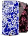 2 Decal style Skin Wraps set compatible with Apple iPhone X and XS Scattered Skulls Royal Blue