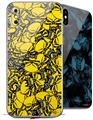 2 Decal style Skin Wraps set compatible with Apple iPhone X and XS Scattered Skulls Yellow