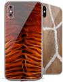 2 Decal style Skin Wraps set compatible with Apple iPhone X and XS Fractal Fur Tiger