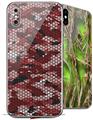 2 Decal style Skin Wraps set compatible with Apple iPhone X and XS HEX Mesh Camo 01 Red