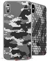 2 Decal style Skin Wraps set compatible with Apple iPhone X and XS WraptorCamo Digital Camo Gray