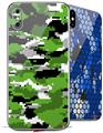2 Decal style Skin Wraps set compatible with Apple iPhone X and XS WraptorCamo Digital Camo Green