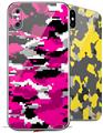 2 Decal style Skin Wraps set compatible with Apple iPhone X and XS WraptorCamo Digital Camo Hot Pink