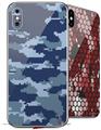2 Decal style Skin Wraps set compatible with Apple iPhone X and XS WraptorCamo Digital Camo Navy