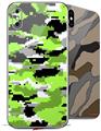 2 Decal style Skin Wraps set compatible with Apple iPhone X and XS WraptorCamo Digital Camo Neon Green