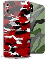 2 Decal style Skin Wraps set compatible with Apple iPhone X and XS WraptorCamo Digital Camo Red