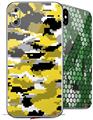 2 Decal style Skin Wraps set compatible with Apple iPhone X and XS WraptorCamo Digital Camo Yellow