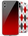 2 Decal style Skin Wraps set compatible with Apple iPhone X and XS Smooth Fades Red Black