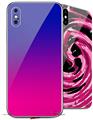 2 Decal style Skin Wraps set compatible with Apple iPhone X and XS Smooth Fades Hot Pink Blue