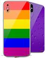 2 Decal style Skin Wraps set compatible with Apple iPhone X and XS Rainbow Stripes