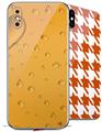 2 Decal style Skin Wraps set compatible with Apple iPhone X and XS Raining Orange