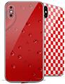 2 Decal style Skin Wraps set compatible with Apple iPhone X and XS Raining Red
