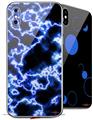 2 Decal style Skin Wraps set compatible with Apple iPhone X and XS Electrify Blue
