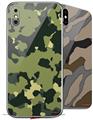2 Decal style Skin Wraps set compatible with Apple iPhone X and XS WraptorCamo Old School Camouflage Camo Army