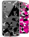 2 Decal style Skin Wraps set compatible with Apple iPhone X and XS WraptorCamo Old School Camouflage Camo Black