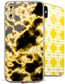 2 Decal style Skin Wraps set compatible with Apple iPhone X and XS Electrify Yellow