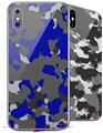 2 Decal style Skin Wraps set compatible with Apple iPhone X and XS WraptorCamo Old School Camouflage Camo Blue Royal