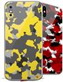 2 Decal style Skin Wraps set compatible with Apple iPhone X and XS WraptorCamo Old School Camouflage Camo Yellow