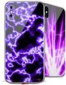 2 Decal style Skin Wraps set compatible with Apple iPhone X and XS Electrify Purple