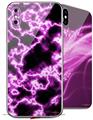 2 Decal style Skin Wraps set compatible with Apple iPhone X and XS Electrify Hot Pink