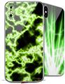 2 Decal style Skin Wraps set compatible with Apple iPhone X and XS Electrify Green
