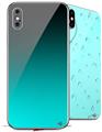 2 Decal style Skin Wraps set compatible with Apple iPhone X and XS Smooth Fades Neon Teal Black