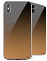 2 Decal style Skin Wraps set compatible with Apple iPhone X and XS Smooth Fades Bronze Black