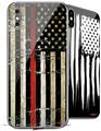 2 Decal style Skin Wraps set compatible with Apple iPhone X and XS Painted Faded and Cracked Red Line USA American Flag