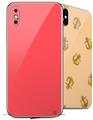 2 Decal style Skin Wraps set compatible with Apple iPhone X and XS Solids Collection Coral
