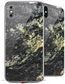 2 Decal style Skin Wraps set compatible with Apple iPhone X and XS Marble Granite 03 Black