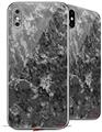 2 Decal style Skin Wraps set compatible with Apple iPhone X and XS Marble Granite 06 Black Gray