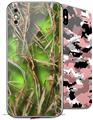 2 Decal style Skin Wraps set compatible with Apple iPhone X and XS WraptorCamo Grassy Marsh Camo Neon Green