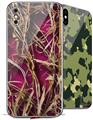 2 Decal style Skin Wraps set compatible with Apple iPhone X and XS WraptorCamo Grassy Marsh Camo Neon Fuchsia Hot Pink