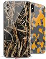 2 Decal style Skin Wraps set compatible with Apple iPhone X and XS WraptorCamo Grassy Marsh Camo Dark Gray