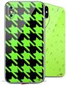 2 Decal style Skin Wraps set compatible with Apple iPhone X and XS Houndstooth Neon Lime Green on Black