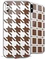2 Decal style Skin Wraps set compatible with Apple iPhone X and XS Houndstooth Chocolate Brown