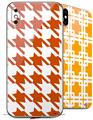 2 Decal style Skin Wraps set compatible with Apple iPhone X and XS Houndstooth Burnt Orange