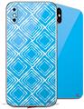 2 Decal style Skin Wraps set compatible with Apple iPhone X and XS Wavey Neon Blue