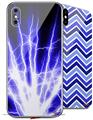 2 Decal style Skin Wraps set compatible with Apple iPhone X and XS Lightning Blue