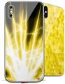 2 Decal style Skin Wraps set compatible with Apple iPhone X and XS Lightning Yellow