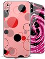2 Decal style Skin Wraps set compatible with Apple iPhone X and XS Lots of Dots Red on Pink
