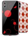 2 Decal style Skin Wraps set compatible with Apple iPhone X and XS Lots of Dots Red on Black