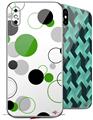 2 Decal style Skin Wraps set compatible with Apple iPhone X and XS Lots of Dots Green on White