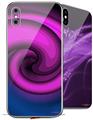 2 Decal style Skin Wraps set compatible with Apple iPhone X and XS Alecias Swirl 01 Purple